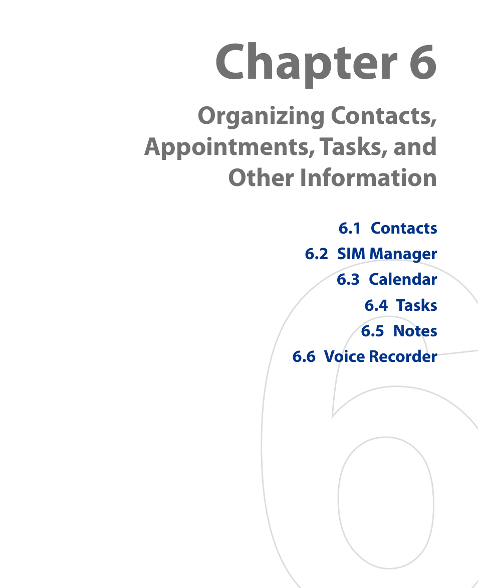 Chapter 6 organizing contacts, appointments, tasks, And other information, Chapter 6 | Insignia X7510 User Manual | Page 89 / 241