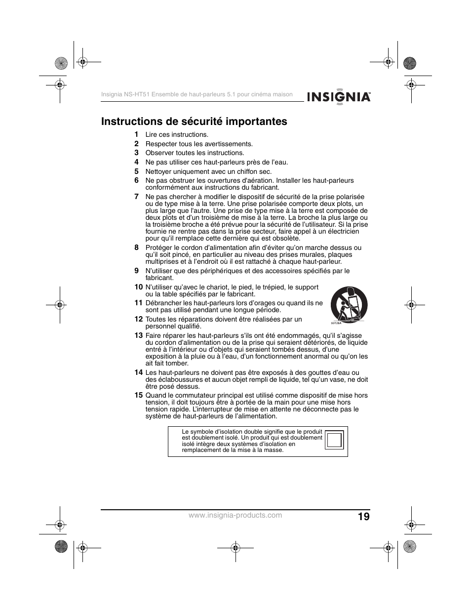 Instructions de sécurité importantes | Insignia NS-HT51 User Manual | Page 21 / 52