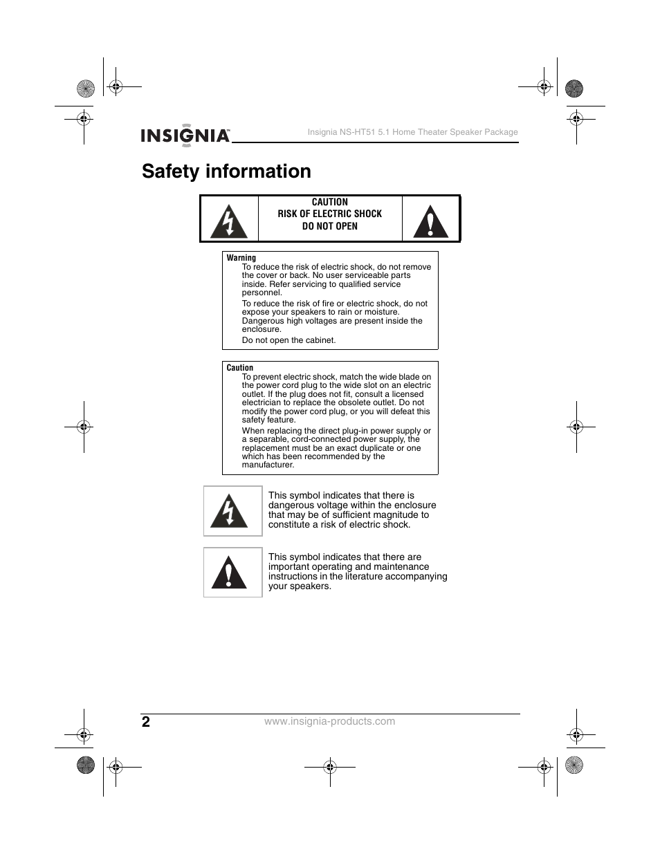 Safety information | Insignia NS-HT51 User Manual | Page 4 / 52