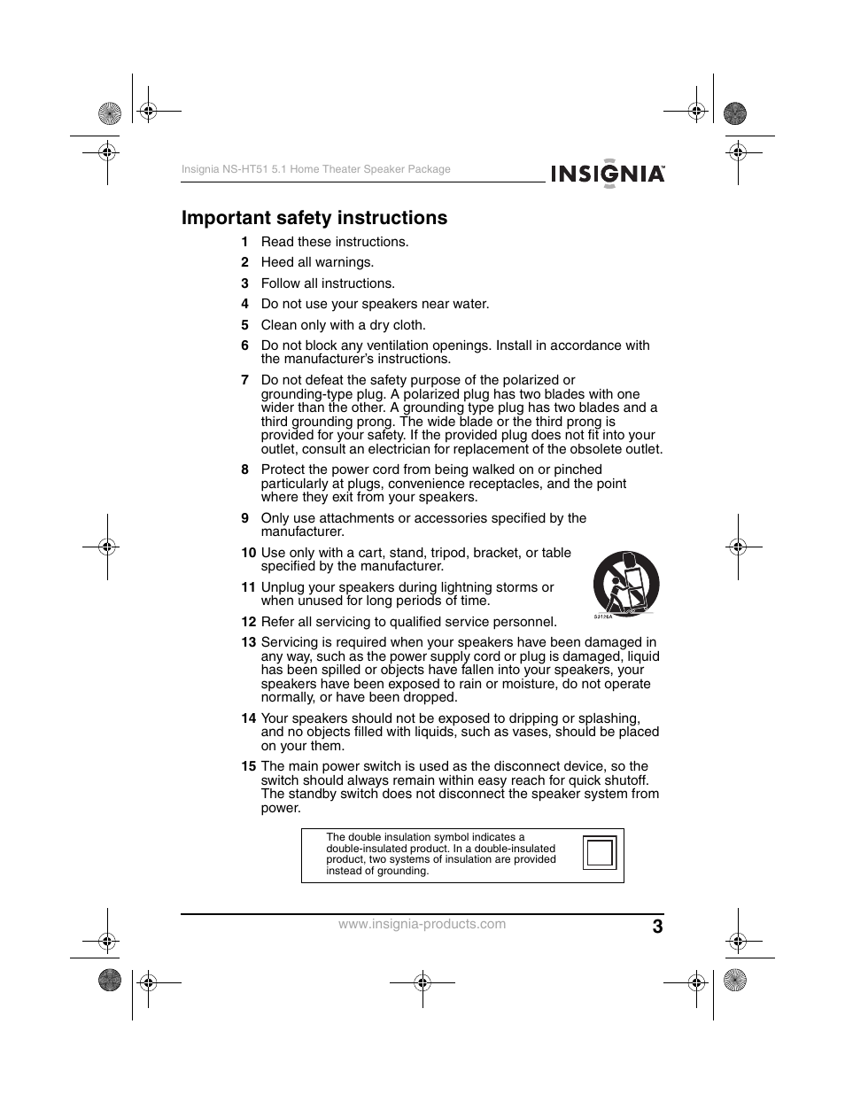 Important safety instructions | Insignia NS-HT51 User Manual | Page 5 / 52