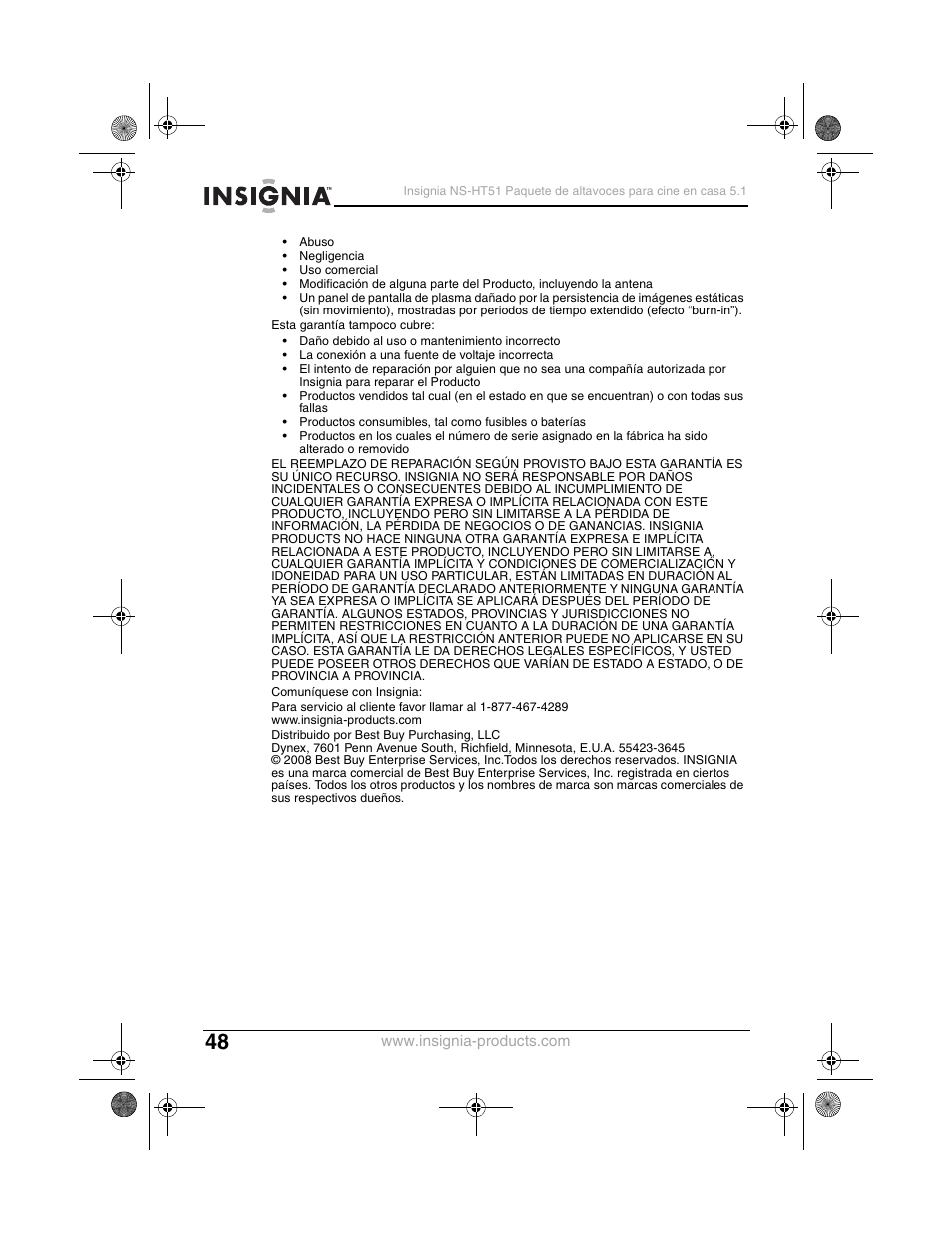 Insignia NS-HT51 User Manual | Page 50 / 52