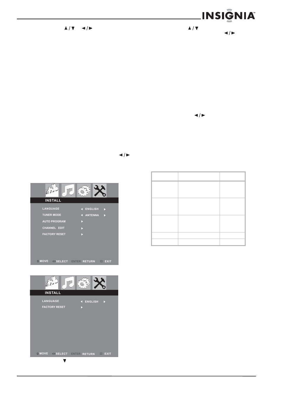 Modification des paramètres d'installation, Réglage de la résolution vga | Insignia NS-20CLTV User Manual | Page 41 / 74