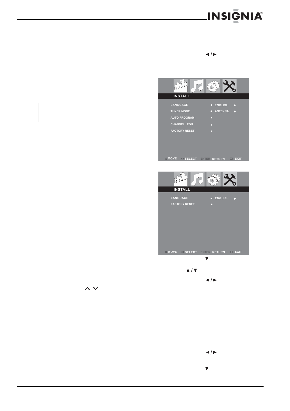 Uso del tv, Encendido y apagado de la unidad, Cómo cambiar el volumen | Cambio de la fuente de video, Cambio de canales | Insignia NS-20CLTV User Manual | Page 57 / 74