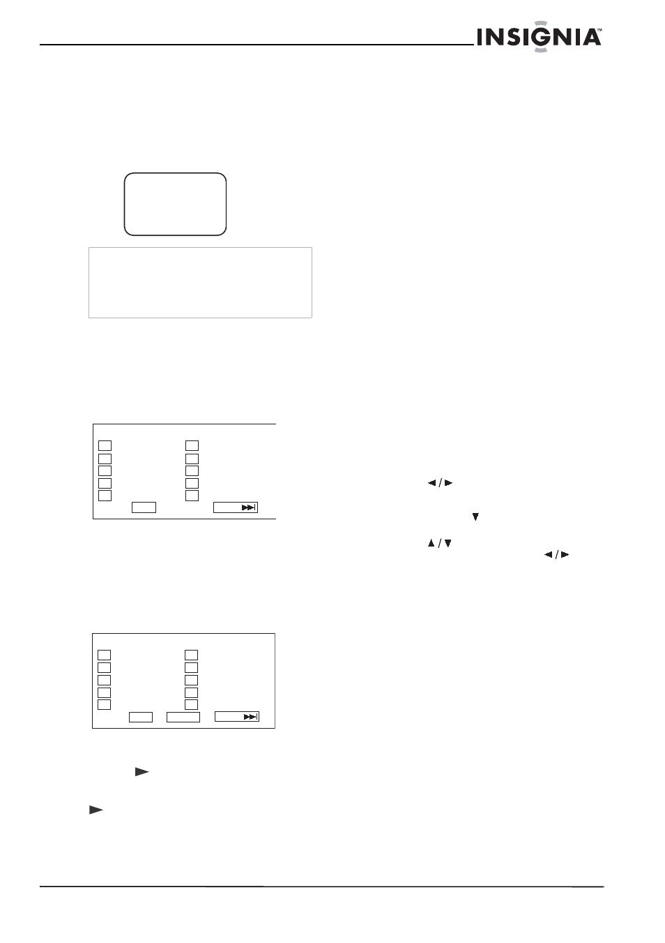 Cómo personalizar la configuración del televisor, Cómo seleccionar una pista para reproducir, Programación del orden de reproducción | Cómo usar la reproducción mezclada o aleatoria, Cómo abrir y navegar por los menús de pantalla | Insignia NS-20CLTV User Manual | Page 61 / 74