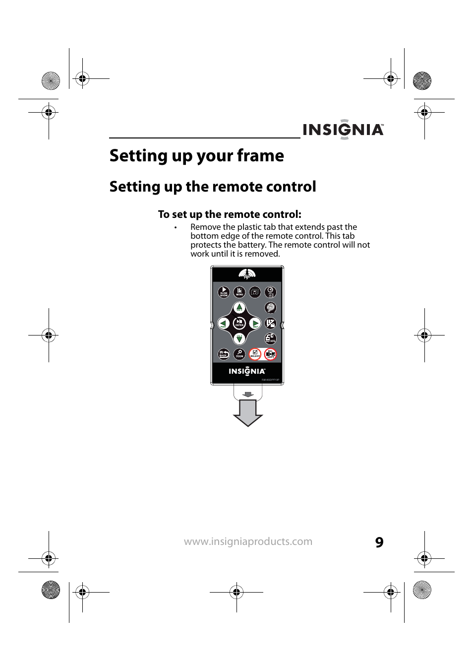 Setting up your frame, Setting up the remote control | Insignia NS-DPF8PR User Manual | Page 11 / 52