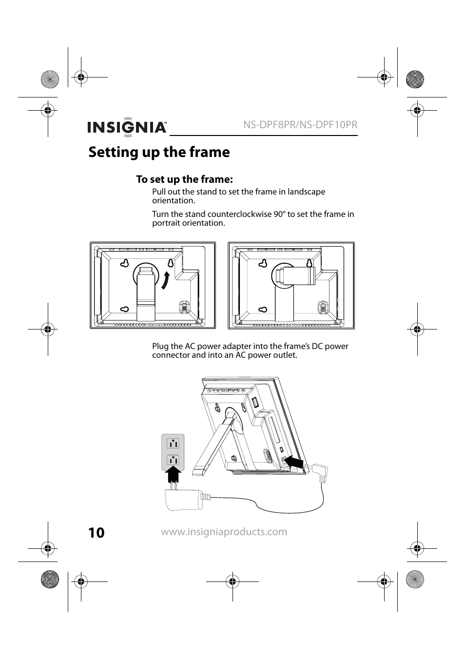 Setting up the frame | Insignia NS-DPF8PR User Manual | Page 12 / 52