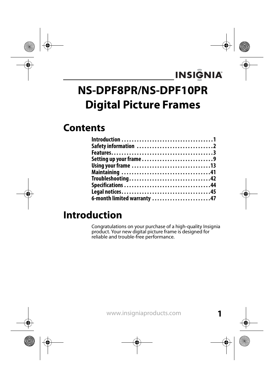 Insignia NS-DPF8PR User Manual | Page 3 / 52