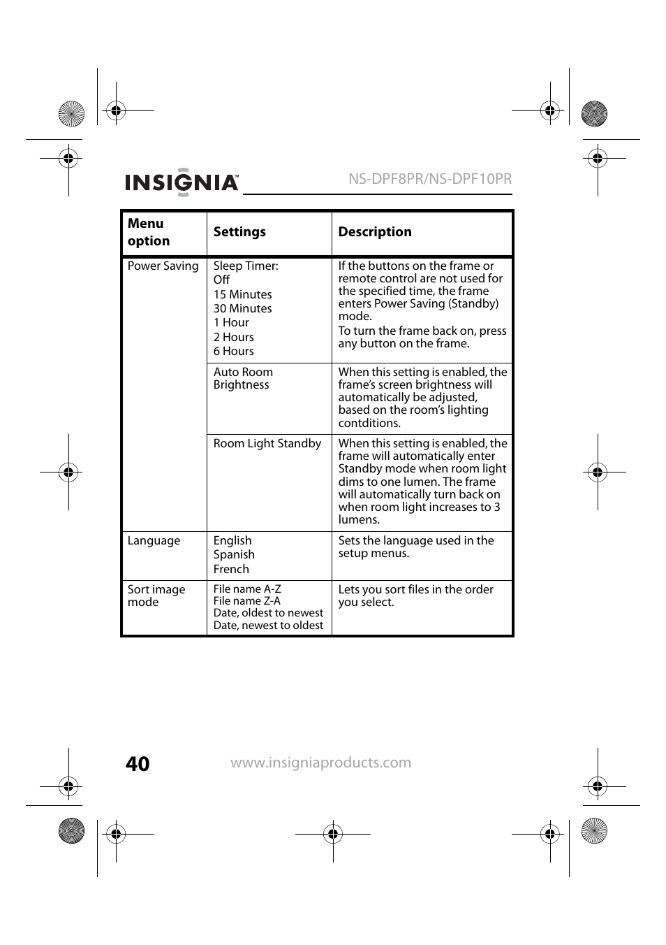 Insignia NS-DPF8PR User Manual | Page 42 / 52