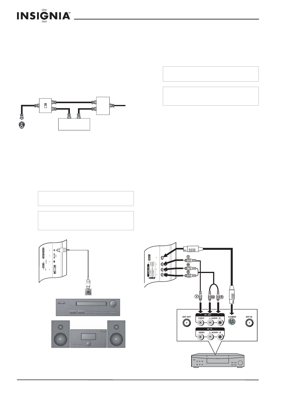 Connexion d’un système audio, Pour connecter un système audio, Connexion d’un magnétoscope | Insignia NS-LCD32FS User Manual | Page 36 / 84