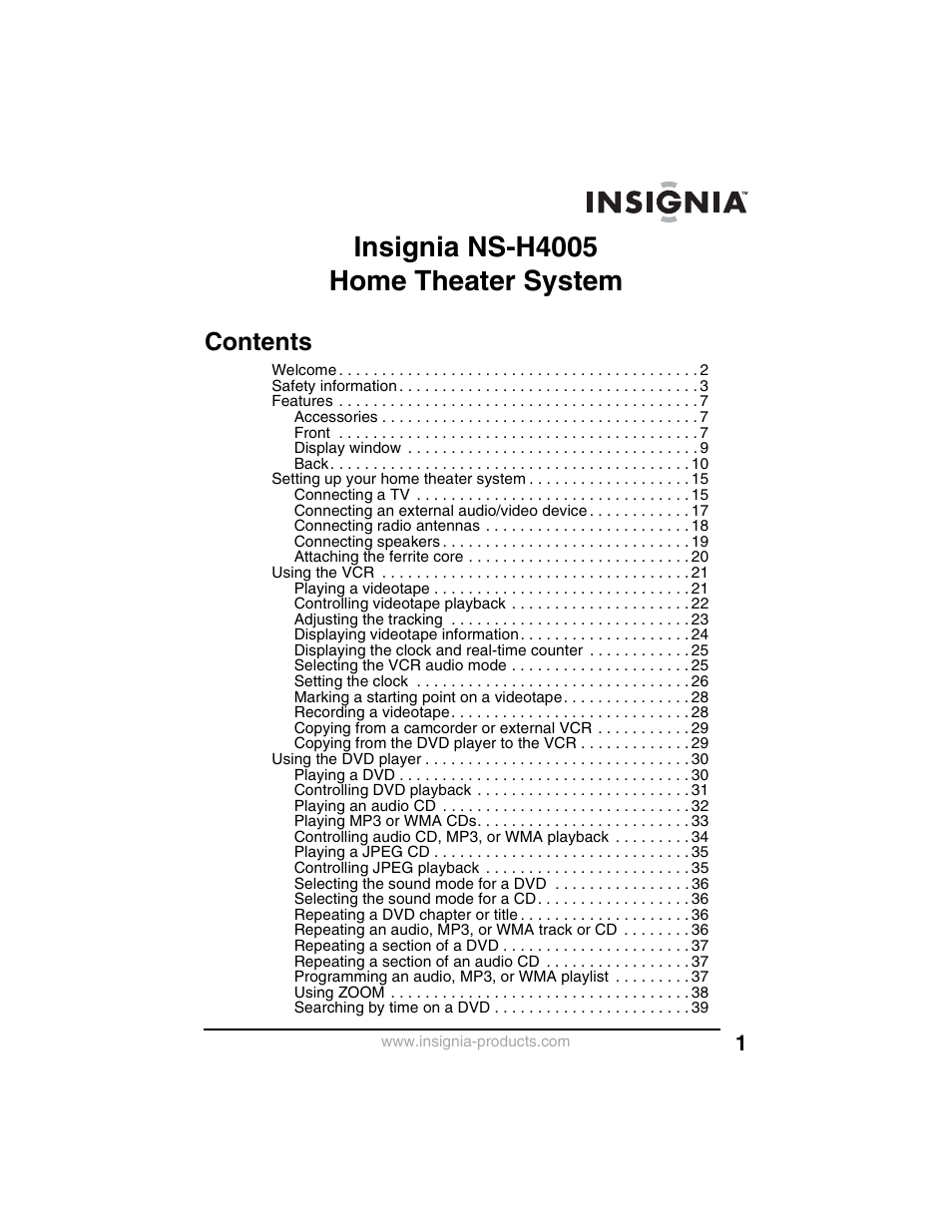 Insignia NS-H4005 User Manual | Page 3 / 208