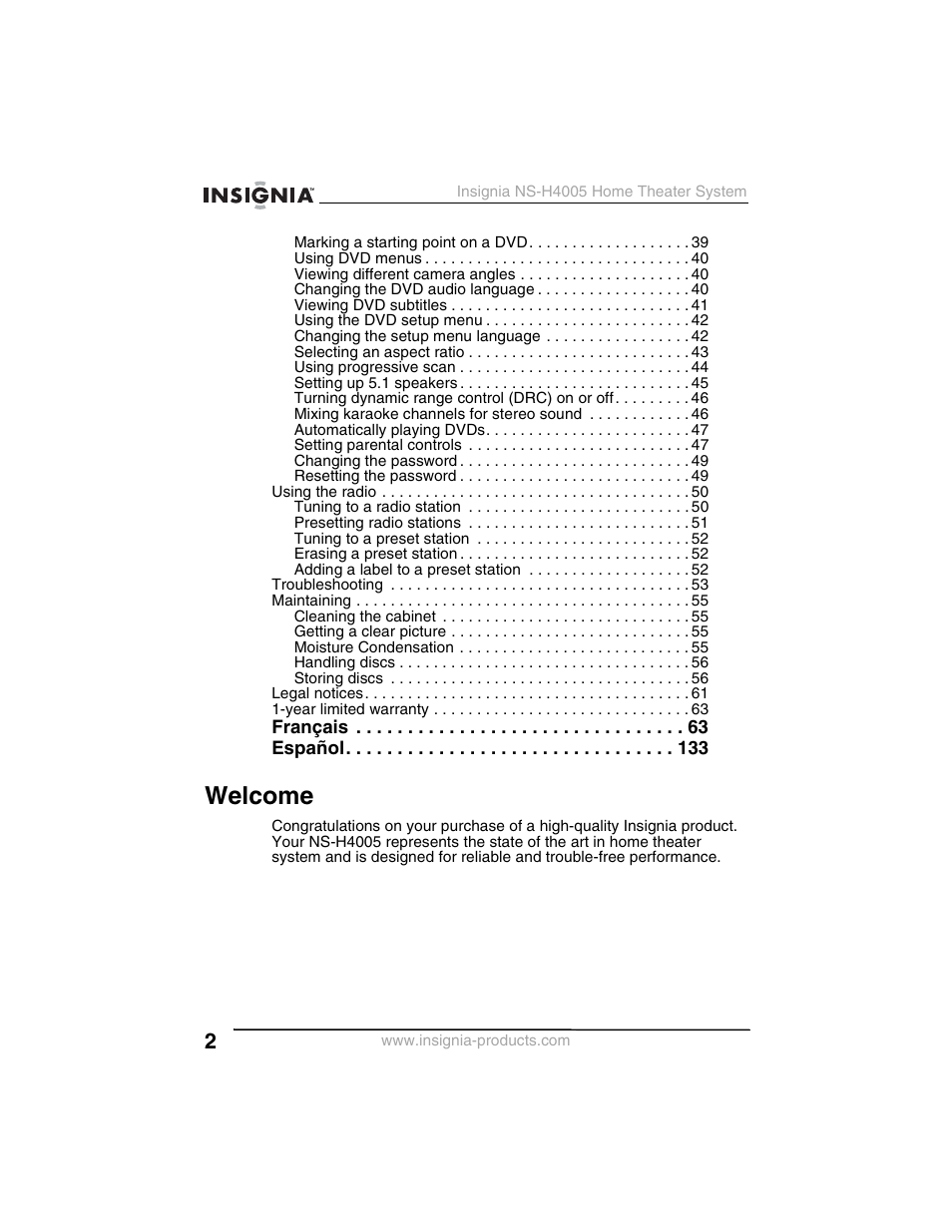 Welcome | Insignia NS-H4005 User Manual | Page 4 / 208