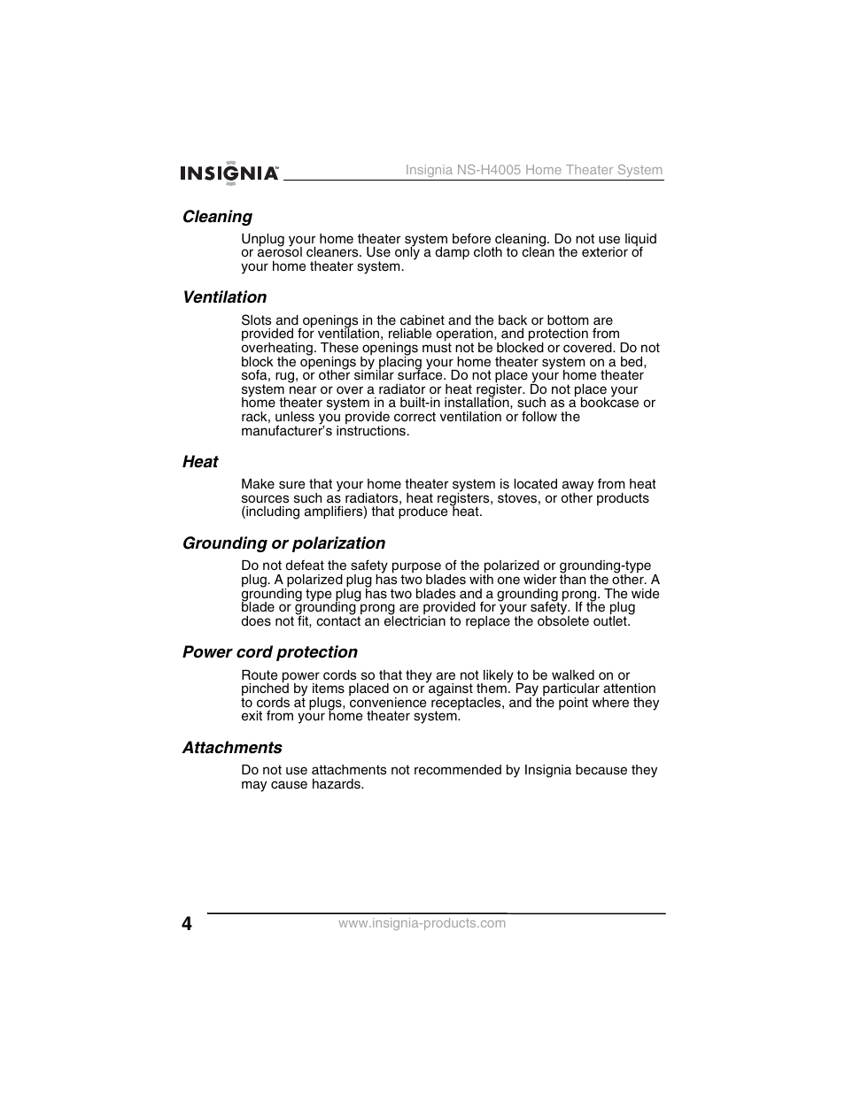 Insignia NS-H4005 User Manual | Page 6 / 208