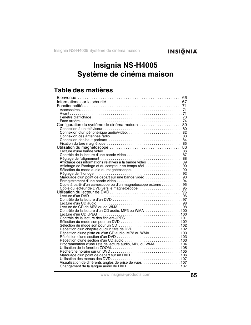 Insignia NS-H4005 User Manual | Page 67 / 208