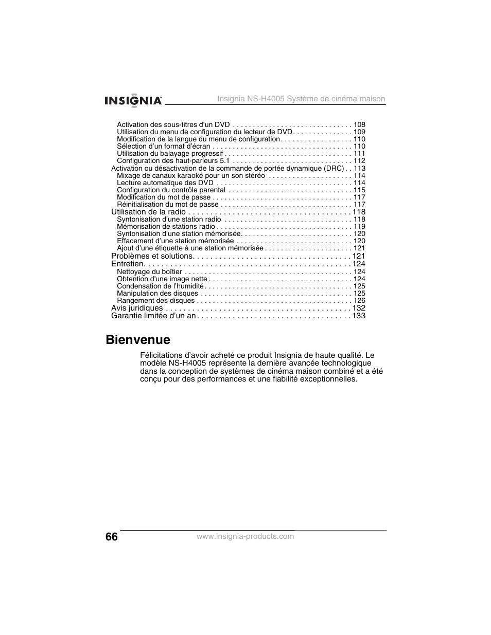 Bienvenue | Insignia NS-H4005 User Manual | Page 68 / 208