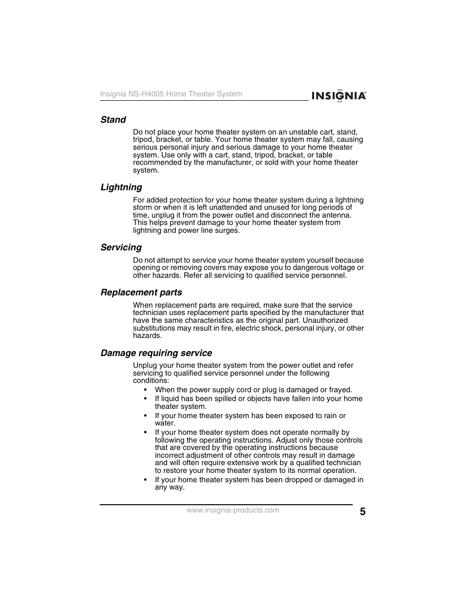 Insignia NS-H4005 User Manual | Page 7 / 208