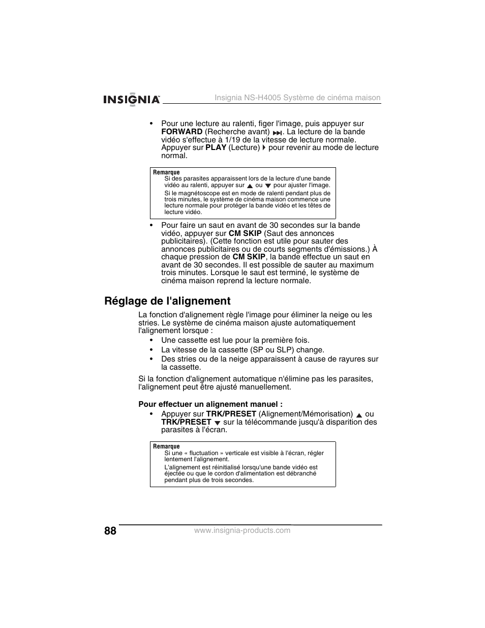 Réglage de l'alignement | Insignia NS-H4005 User Manual | Page 90 / 208