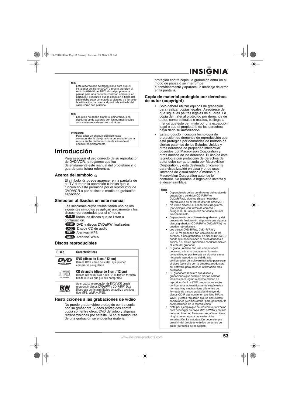 Introducción | Insignia 55423-3645 User Manual | Page 53 / 78