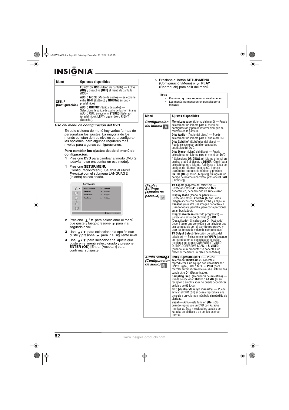 Insignia 55423-3645 User Manual | Page 62 / 78
