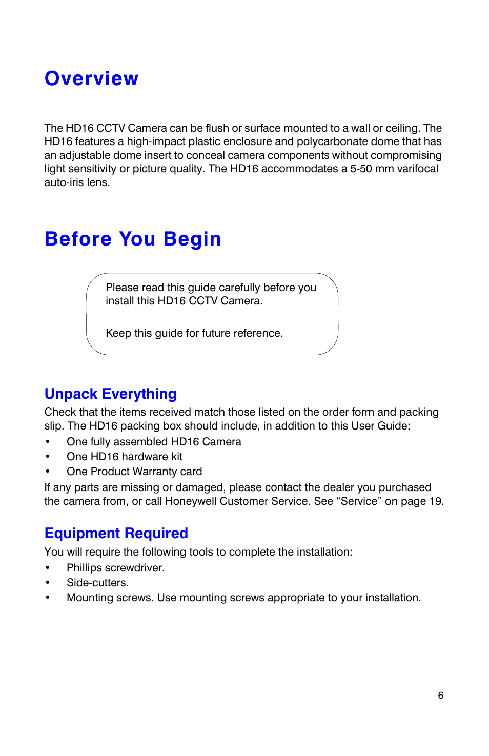 Overview, Before you begin, Unpack everything | Equipment required, Unpack everything equipment required | Insignia HD16 User Manual | Page 6 / 24