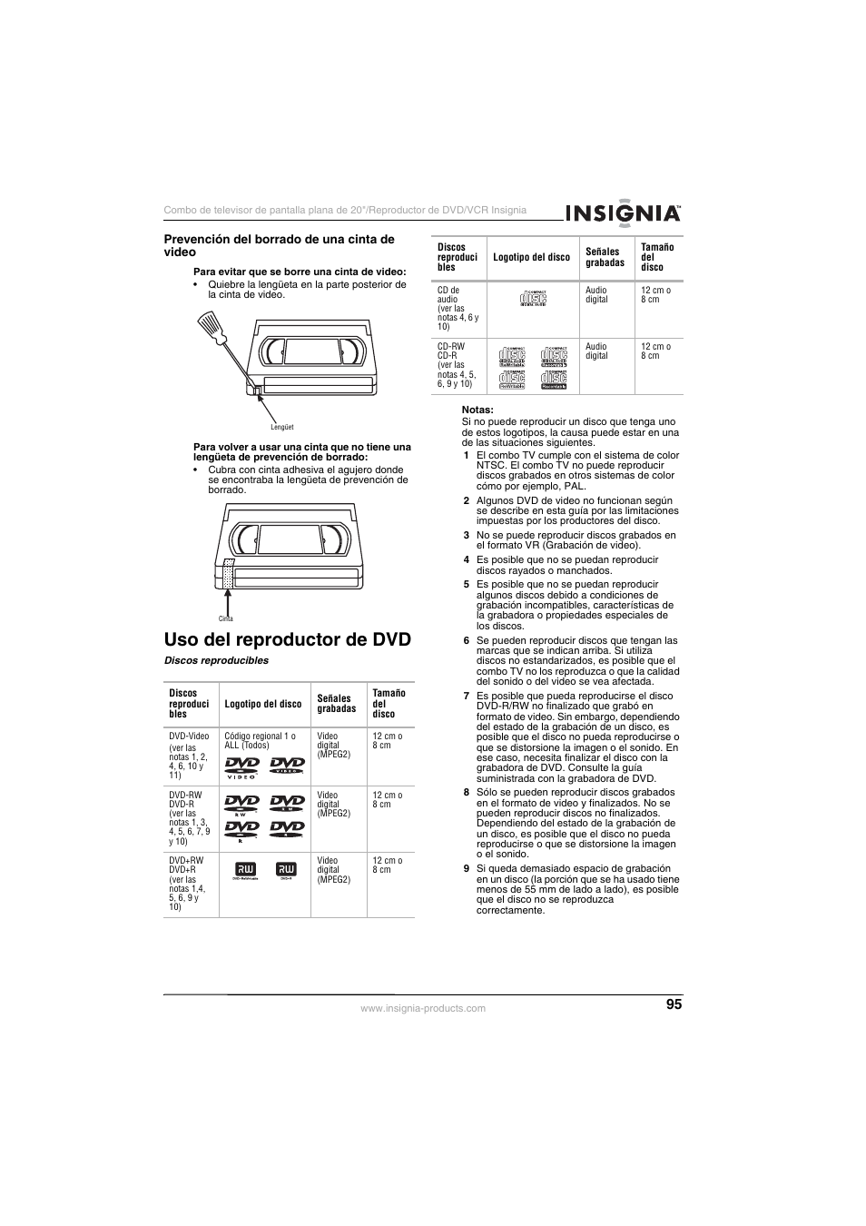Uso del reproductor de dvd | Insignia NS-F20TR User Manual | Page 95 / 112
