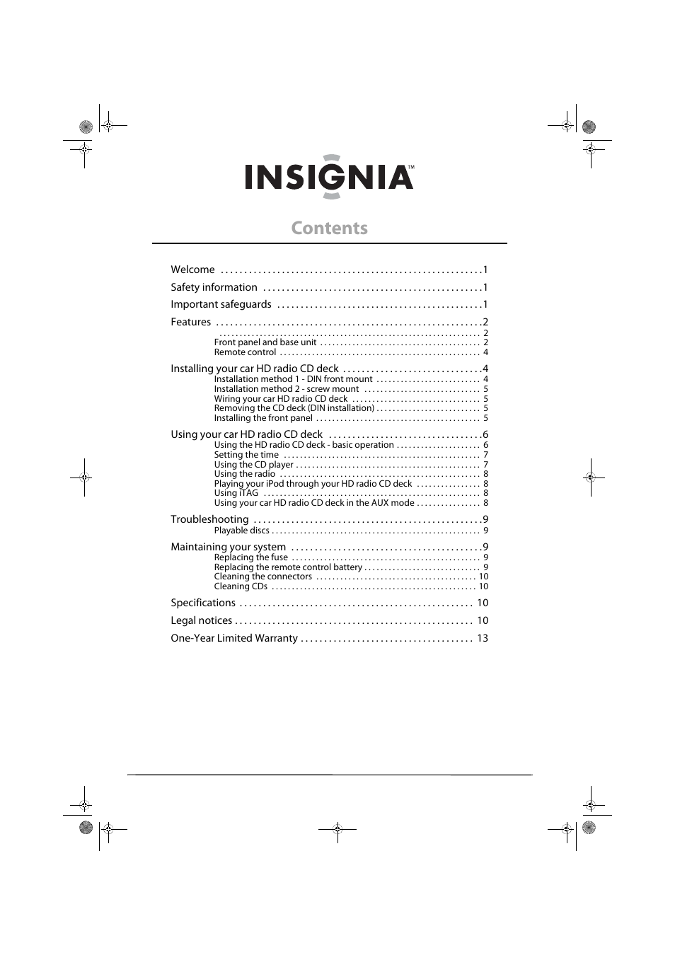 Insignia NS-HD5113 User Manual | Page 2 / 16