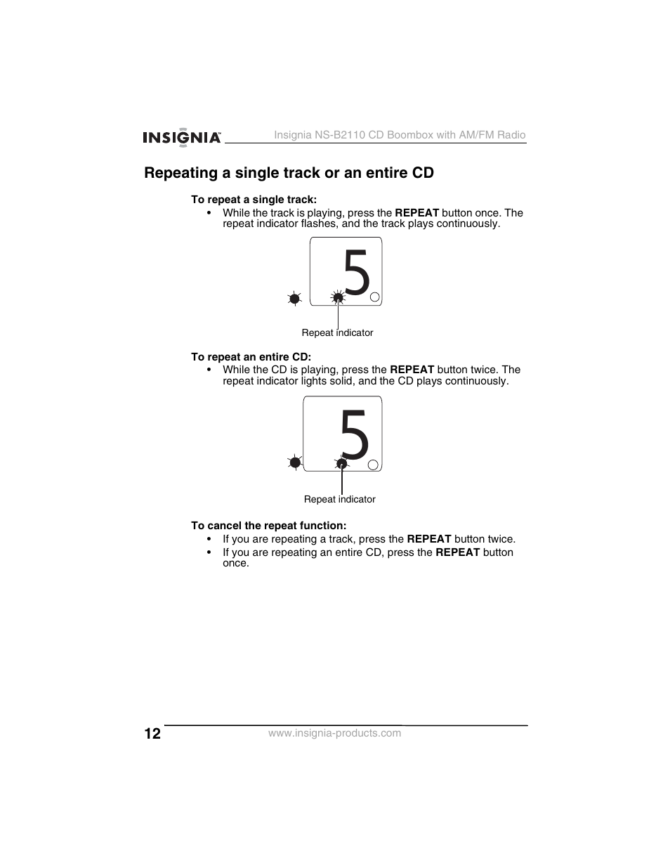 Insignia NS-B2110 User Manual | Page 12 / 58