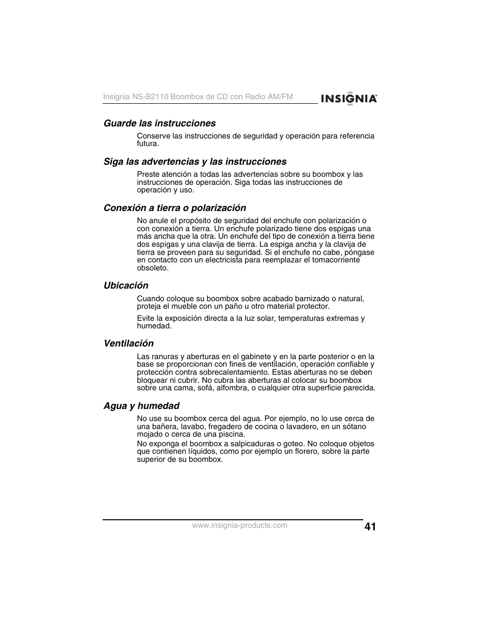 Insignia NS-B2110 User Manual | Page 41 / 58