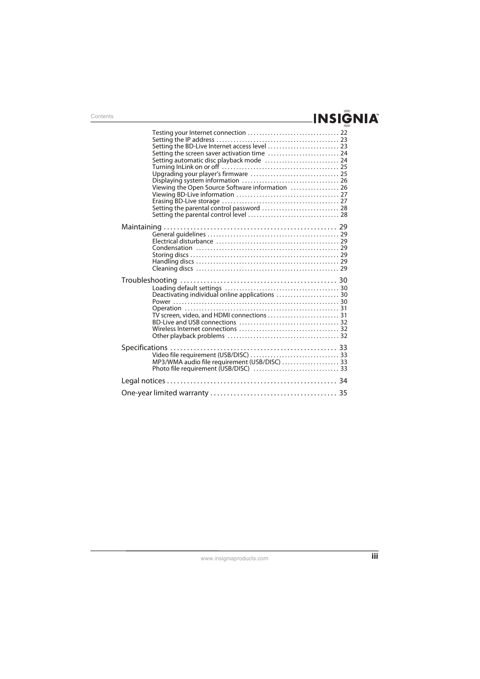 Insignia NS-WBRDVD3 User Manual | Page 3 / 40