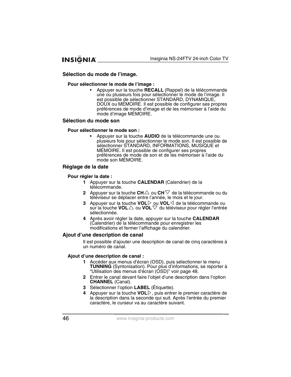 Insignia NS-24FTV User Manual | Page 47 / 90