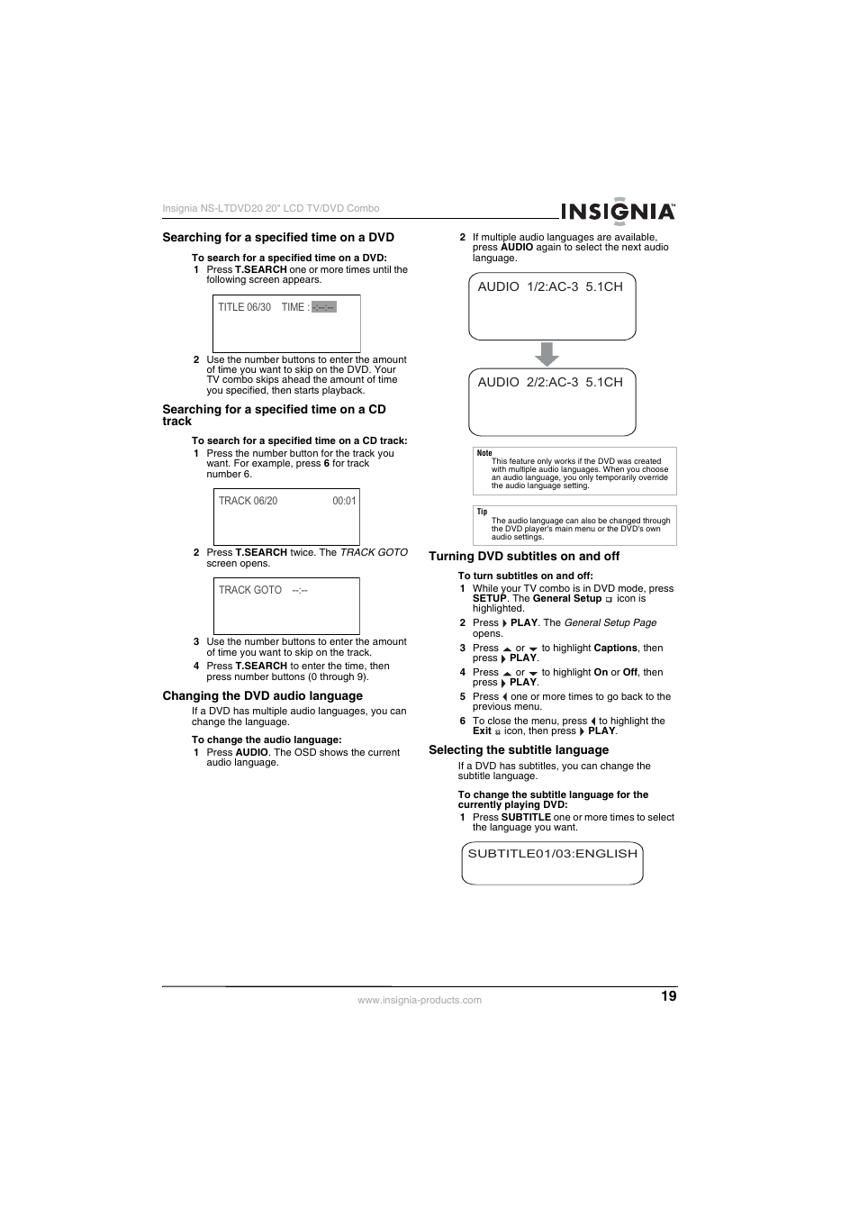 Insignia NS-LTDVD20 User Manual | Page 21 / 92