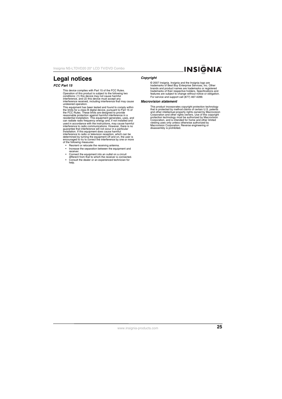 Legal notices | Insignia NS-LTDVD20 User Manual | Page 27 / 92