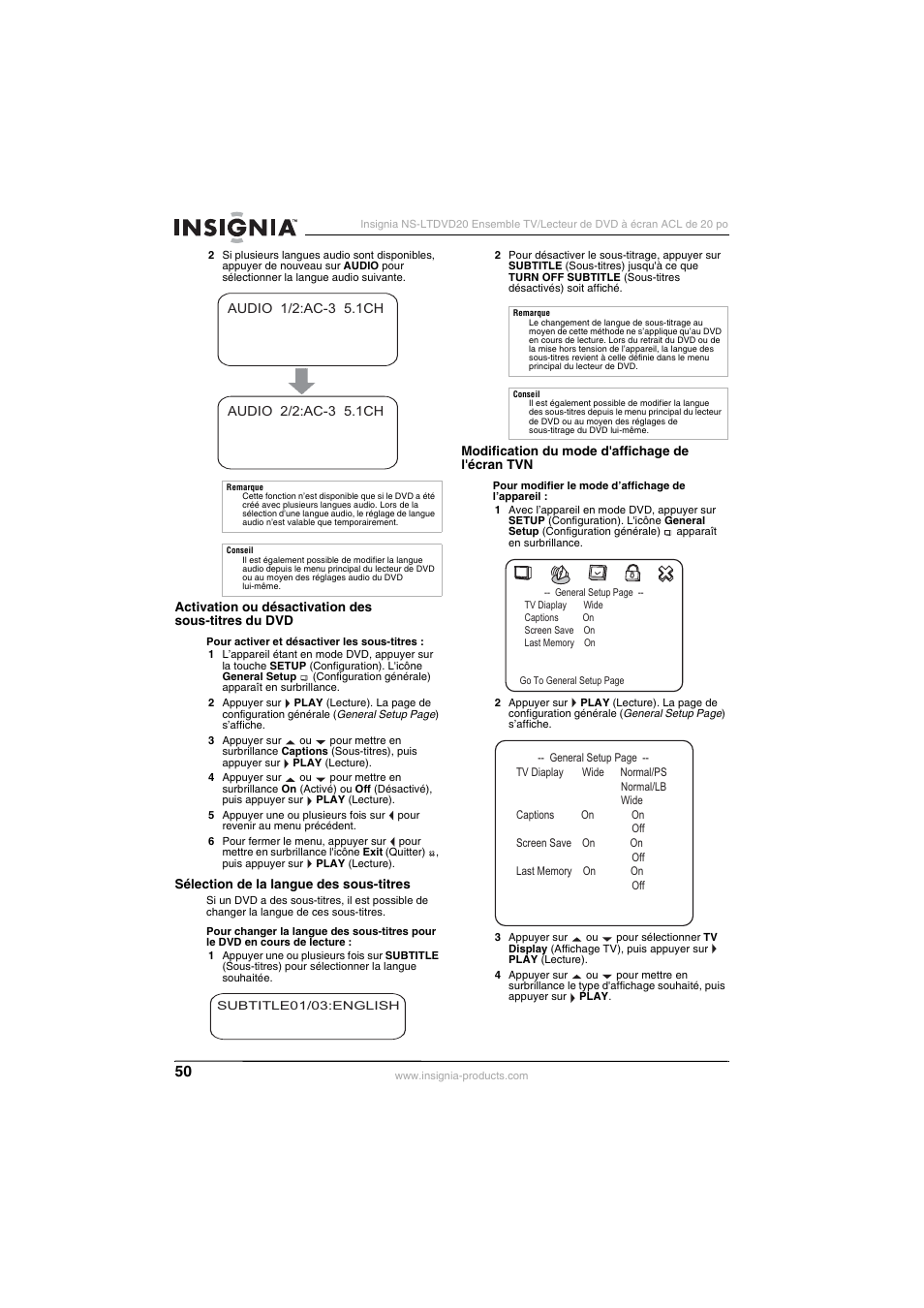 Insignia NS-LTDVD20 User Manual | Page 52 / 92