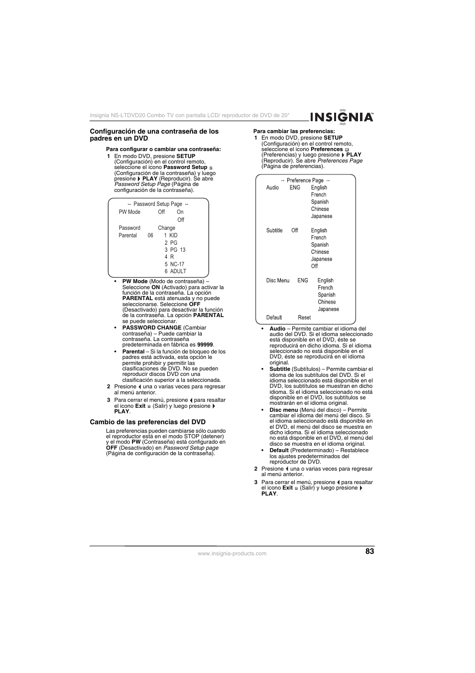 Insignia NS-LTDVD20 User Manual | Page 85 / 92