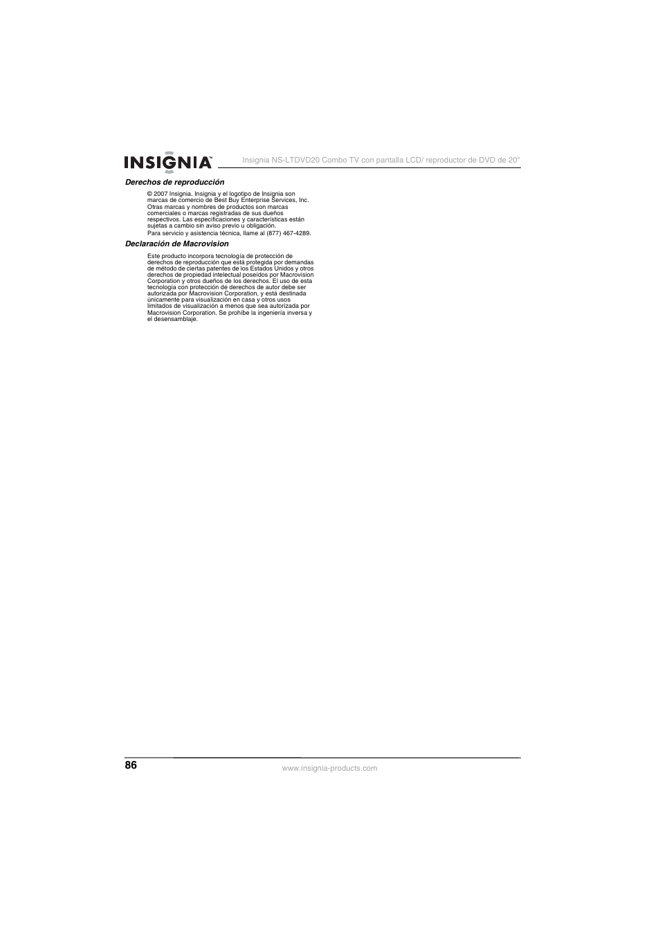 Insignia NS-LTDVD20 User Manual | Page 88 / 92