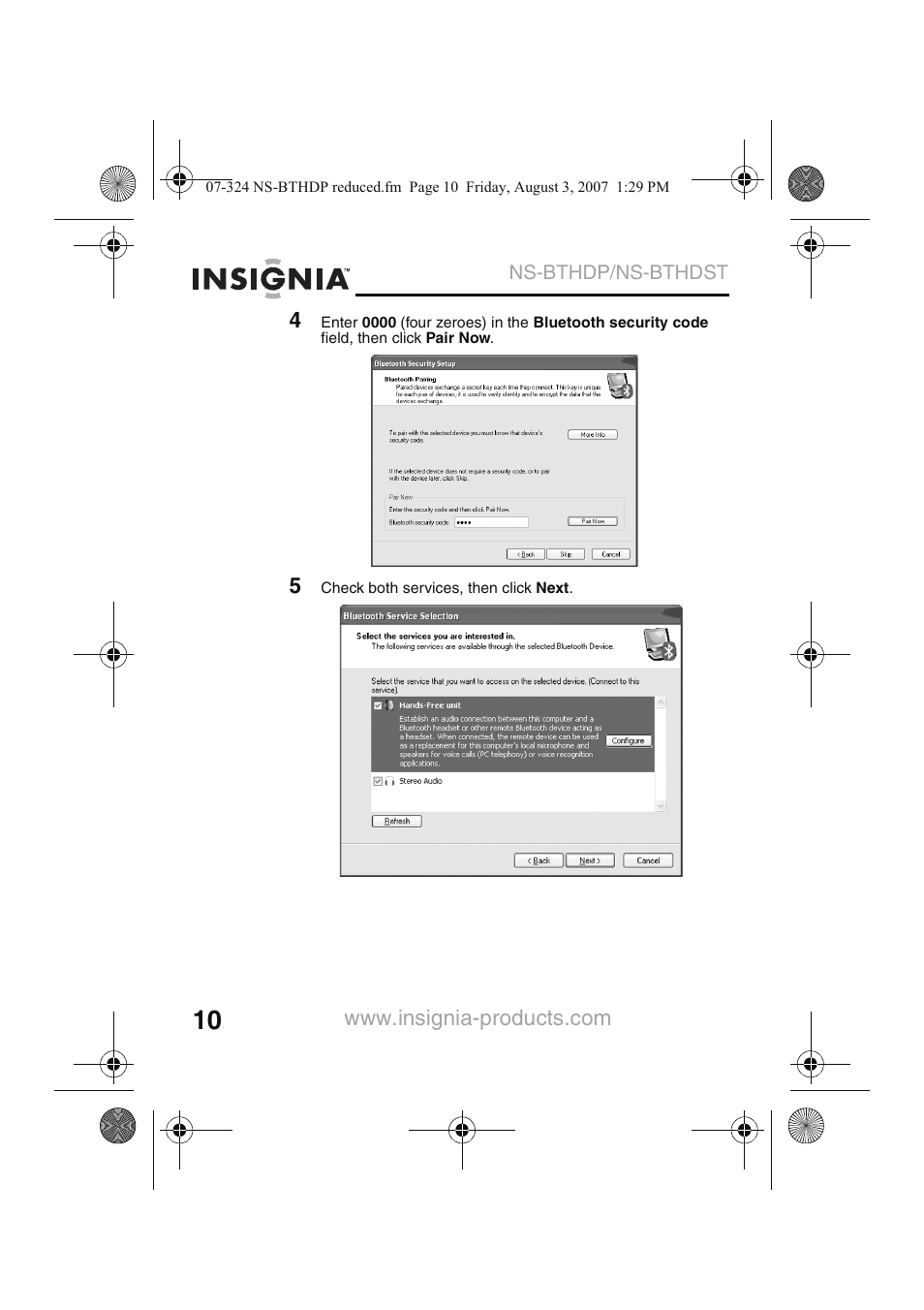 Insignia NS-BTHDST User Manual | Page 12 / 72