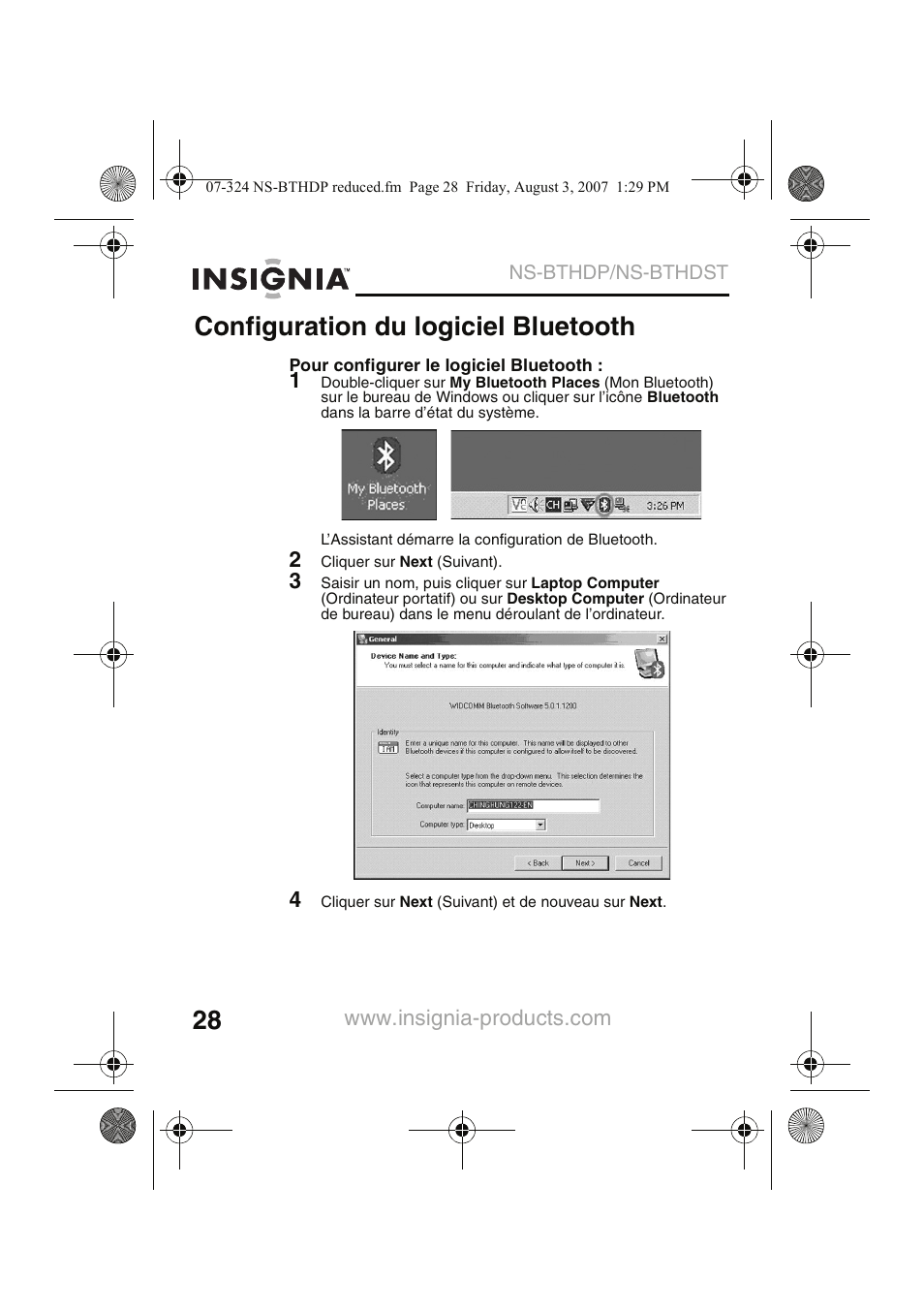 Configuration du logiciel bluetooth | Insignia NS-BTHDST User Manual | Page 30 / 72