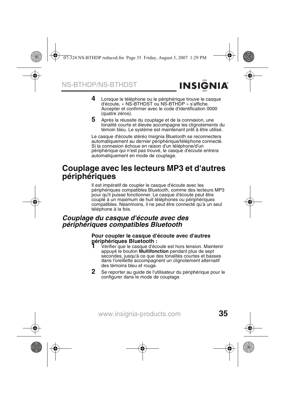 Insignia NS-BTHDST User Manual | Page 37 / 72