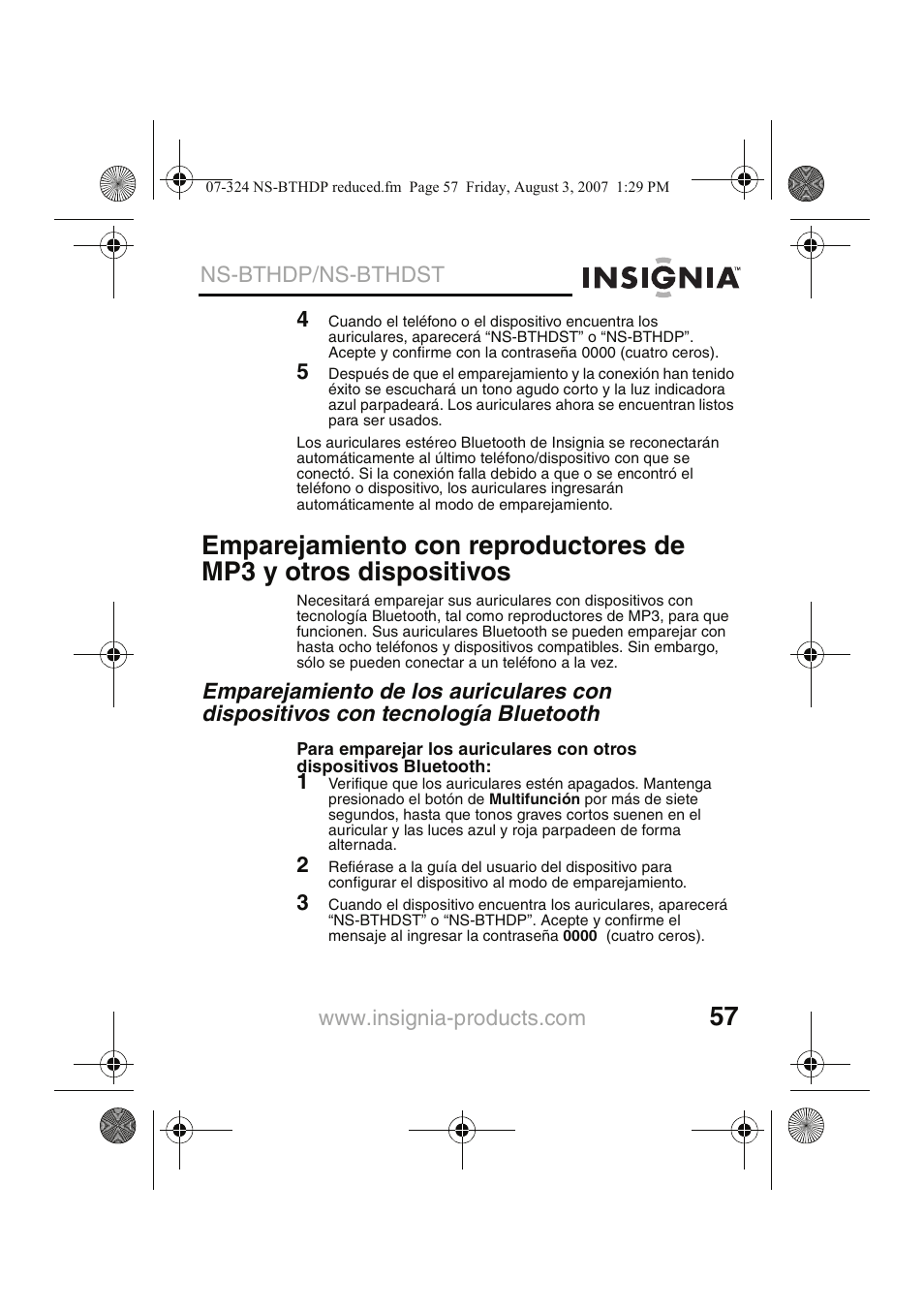 Insignia NS-BTHDST User Manual | Page 59 / 72