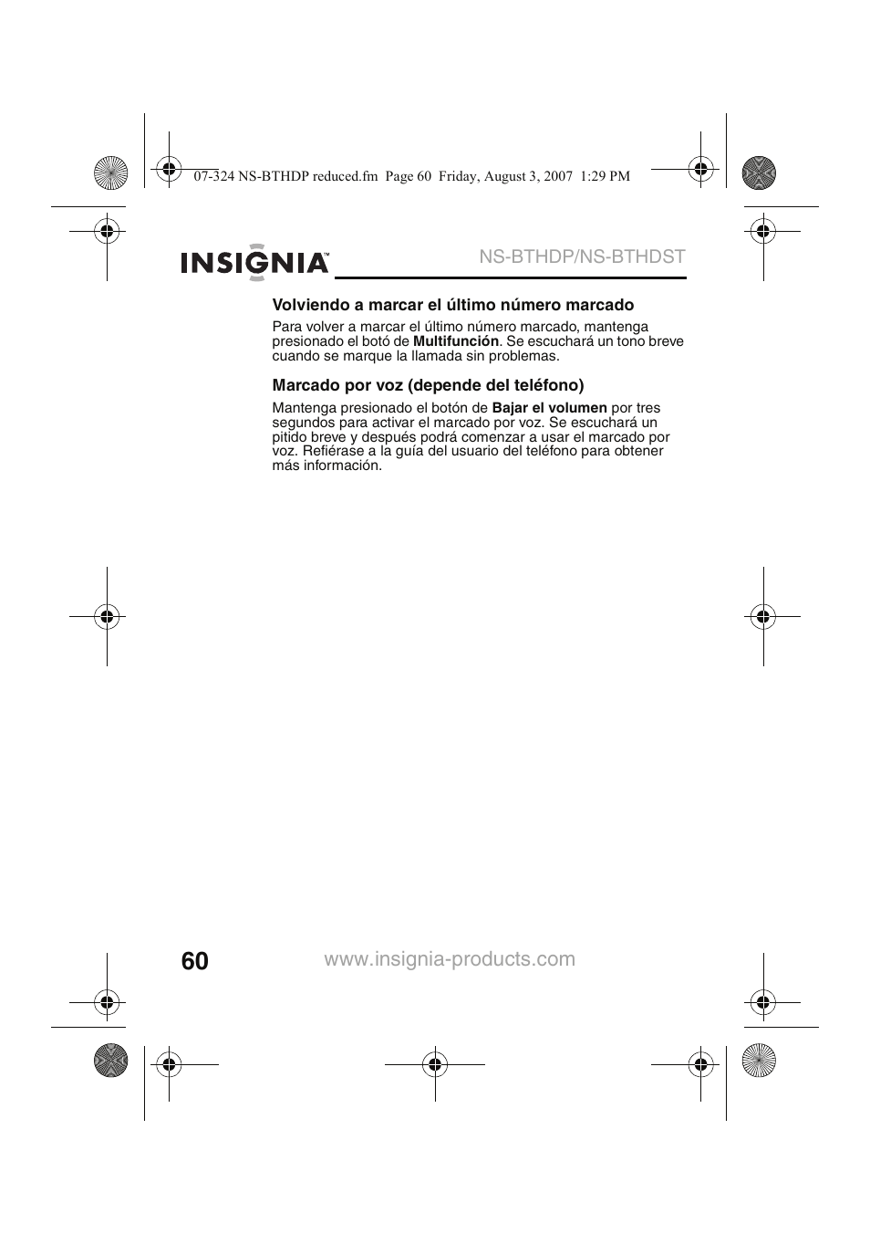 Insignia NS-BTHDST User Manual | Page 62 / 72