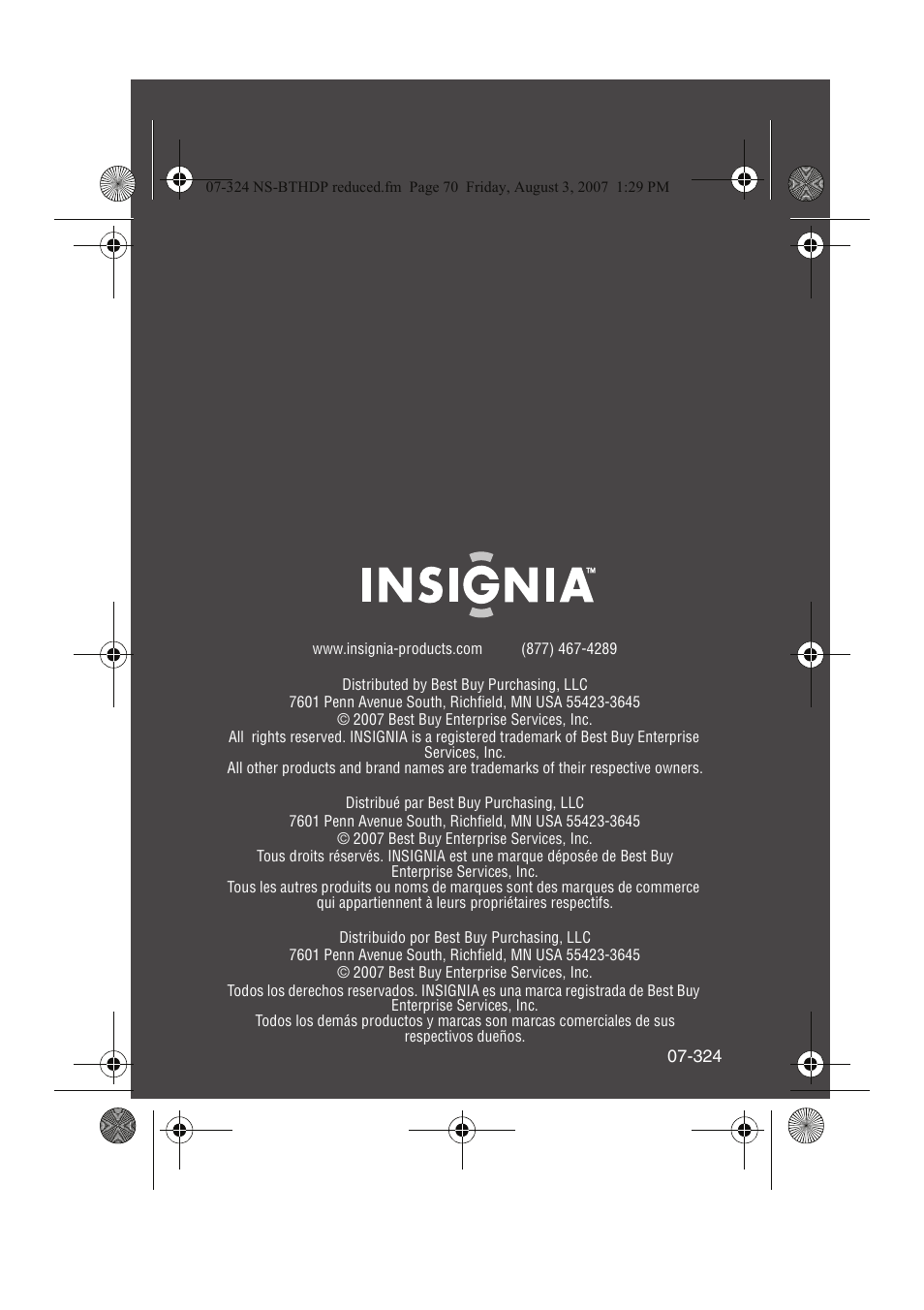 Insignia NS-BTHDST User Manual | Page 72 / 72