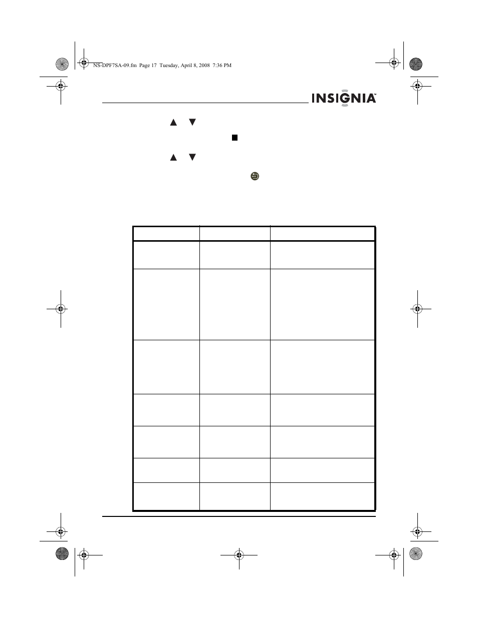 Setup options | Insignia NS-DPF8WA-09 User Manual | Page 17 / 76