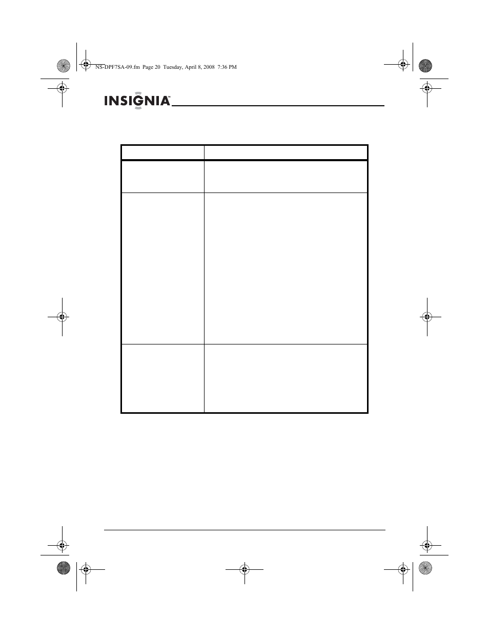 Troubleshooting | Insignia NS-DPF8WA-09 User Manual | Page 20 / 76