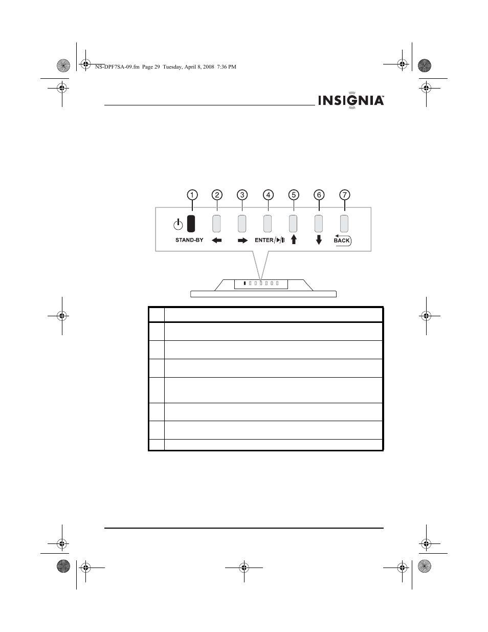 Boutons | Insignia NS-DPF8WA-09 User Manual | Page 29 / 76