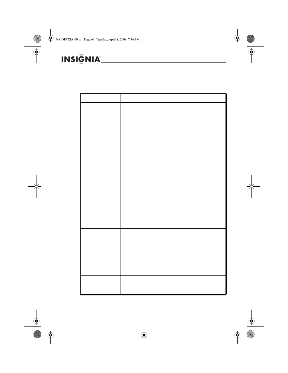 Opciones de configuración | Insignia NS-DPF8WA-09 User Manual | Page 64 / 76