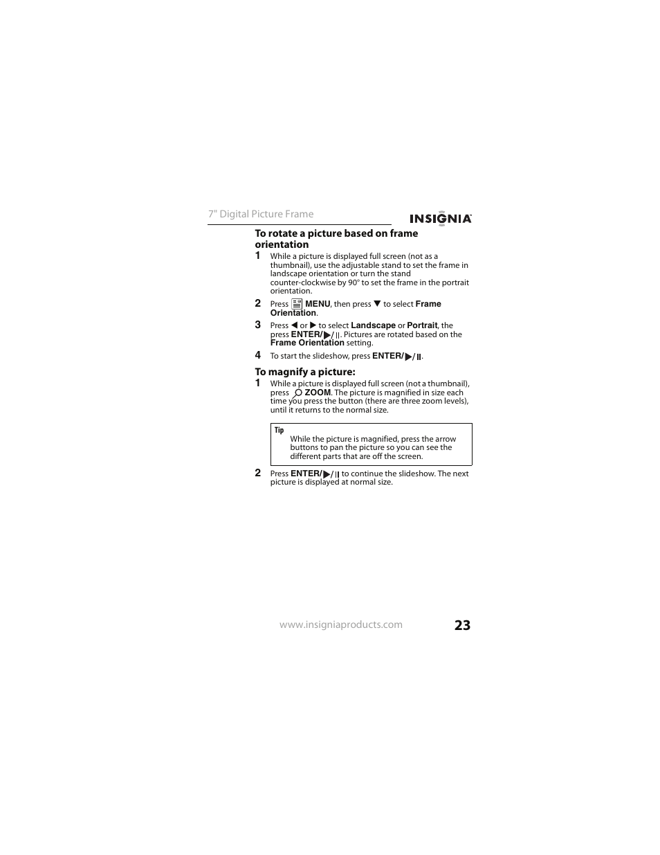 Insignia NS- DPF0712G User Manual | Page 23 / 36