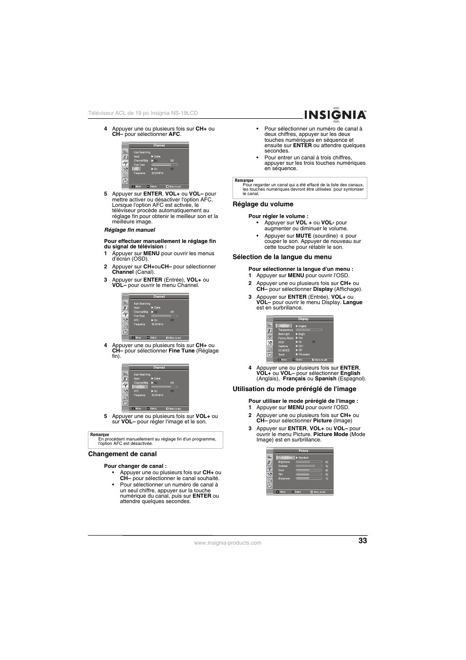 Insignia NS-19LCD User Manual | Page 33 / 72