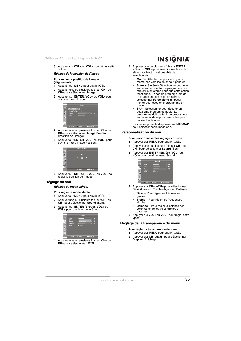 Insignia NS-19LCD User Manual | Page 35 / 72