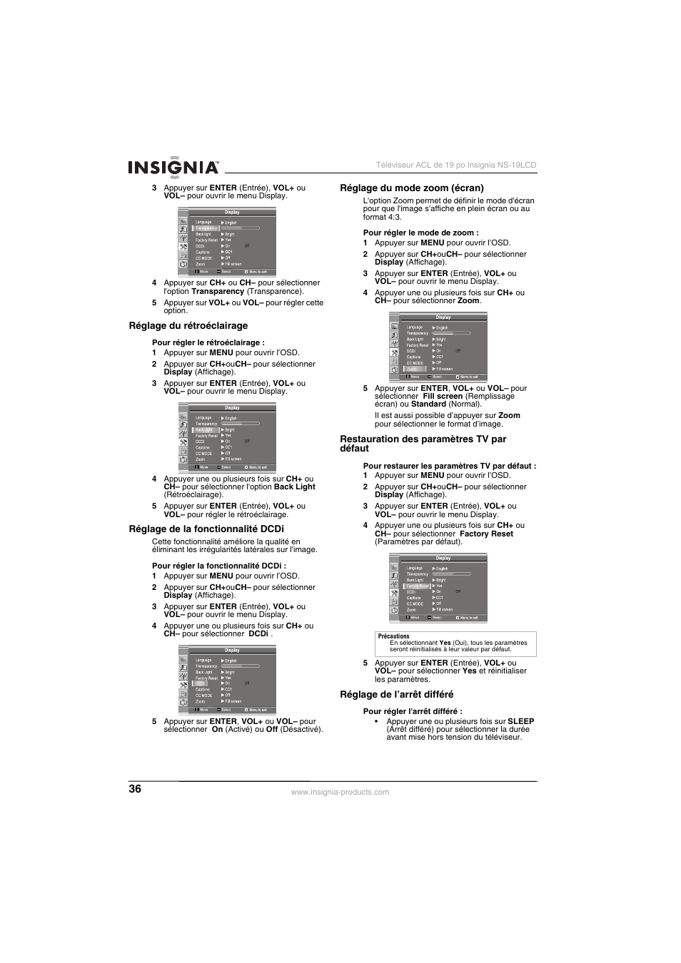 Insignia NS-19LCD User Manual | Page 36 / 72