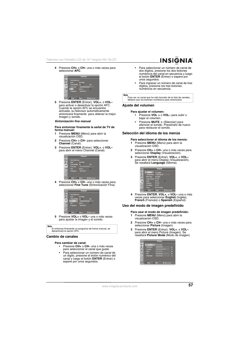 Insignia NS-19LCD User Manual | Page 57 / 72