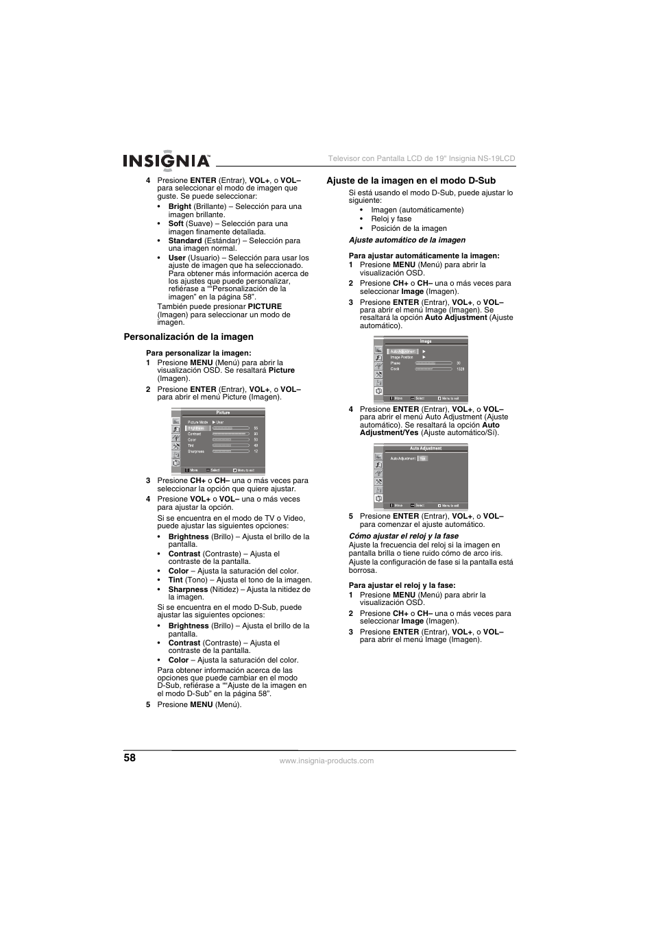 Insignia NS-19LCD User Manual | Page 58 / 72